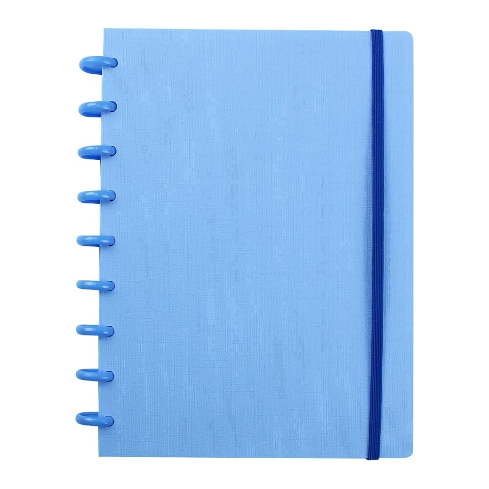 Liquidação Caderno de Disco Médio Linho Azul Modelo 111