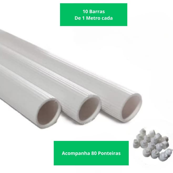 Kit 10 Poleiros Plástico 10mm com 80 Ponteiras | 1 Metro Cada – Para Gaiolas e Viveiros