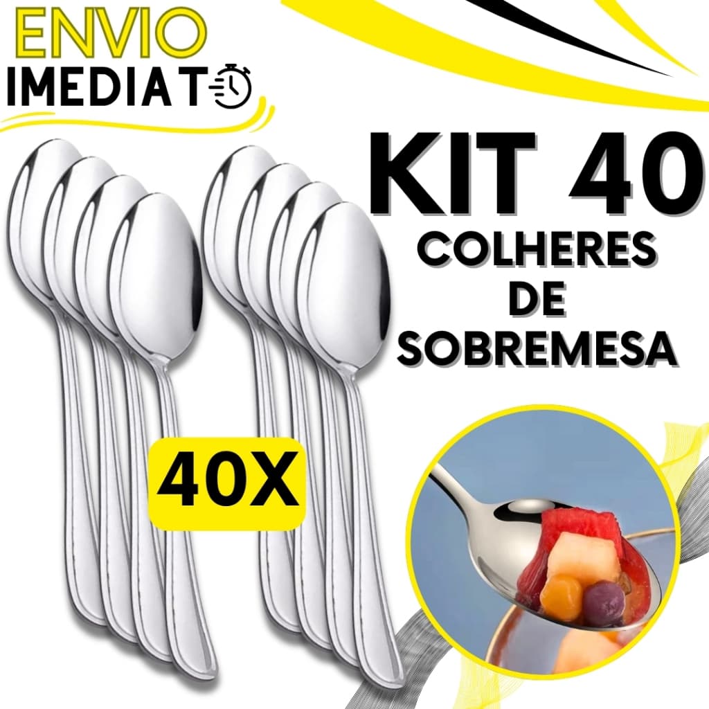 KIT 12/20/24/40 Unid Colher Para Sobremesa Talher de Aço Inox Polido Luxo Bolo Sorvete Para Casa Cozinha Restaurante