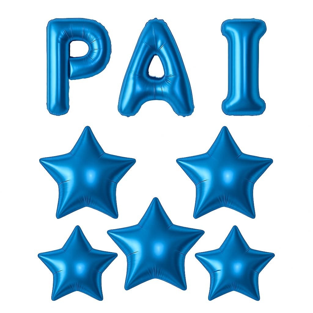 Balão Metalizado Letras Pai Estrelas Decoração Festa Mural 8 peças