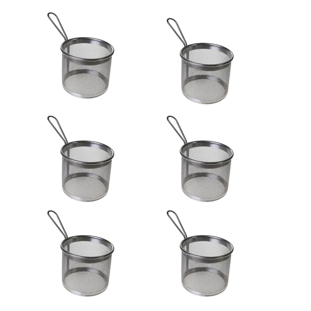 Kit 6 Unidades Mini Cesto Redondo Para Fritura  Servir  Porções Quentes Batata Frita Nuggets Prático