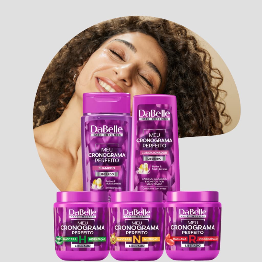 Kit Dabelle Shampoo Condicionador Meu Cronograma Perfeito Máscaras Hidratação Nutrição Reconstrução