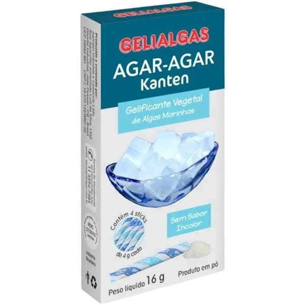 Agar Agar em Pó – 16g – Gelificante Vegetal de Algas Marinhas – Incolor