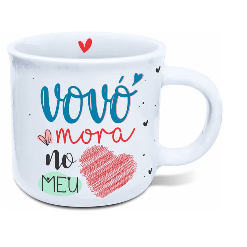 Caneca Dia Dos Avós Àgata 200ml Vovó Mora Coração Frase Amor Data Especial Presente Criativo