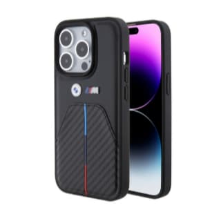 Capa Case Capinha BMW Carbon PU Black iPhone 16 – Couro Premium, Listras Esportivas e Proteção Oficial