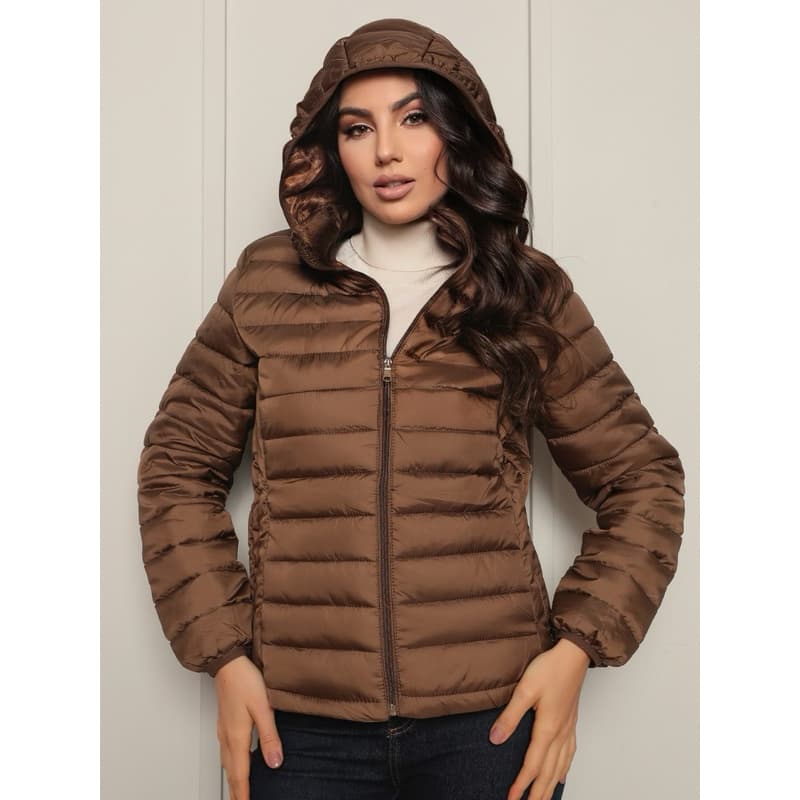 Jaqueta Puffer Feminina Alongada Bobojaco Touca Removível Bolsos Externos e Internos
