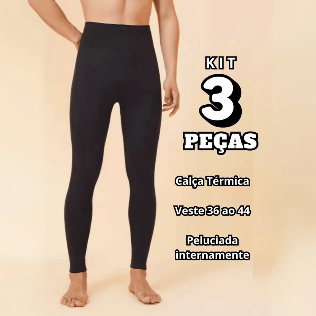 3 Meia Calça Termica Flanelada Masculina Peluciada Inverno Fio 80 Sem Pé Promoção Grossa elástica