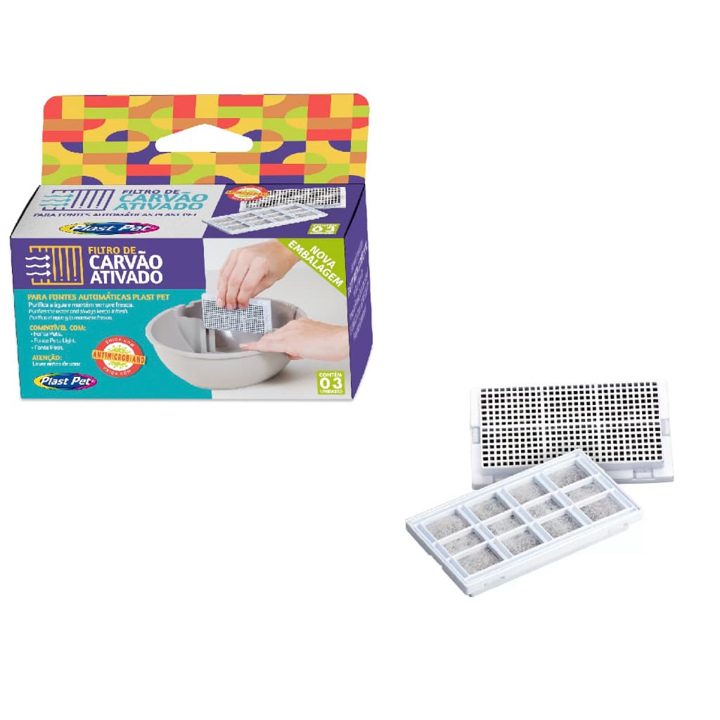 REFIL FILTRO FONTE PETS DA PLAST PET C/ 3 UNID