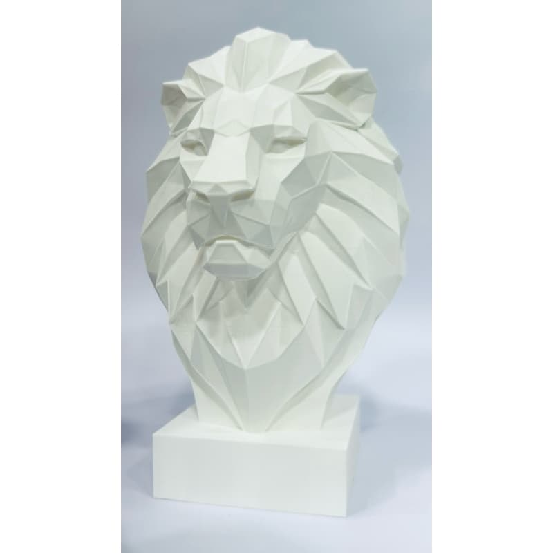Leão Branco escultura 3D Em PLA Premium arquétipo da Força, Realeza e Autoconfiança