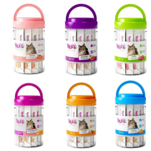 Truly Petiscos Creamy Wanpy Para Gatos Sabores Sortidos 50/40/25 Unidades