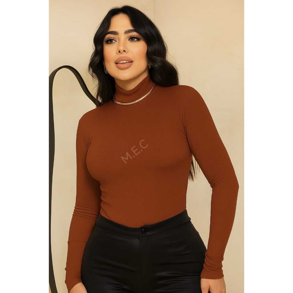 Blusa Feminina Manga Longa Comprida Gola Alta Cacharrel Elegante Casaquinho Fina Inverno Frio