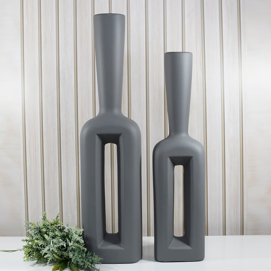 Kit Vaso Grande para Chão 63CM Alto Conjunto Peças Decorativa Cerâmica Enfeite Cozinha Completo Mesa