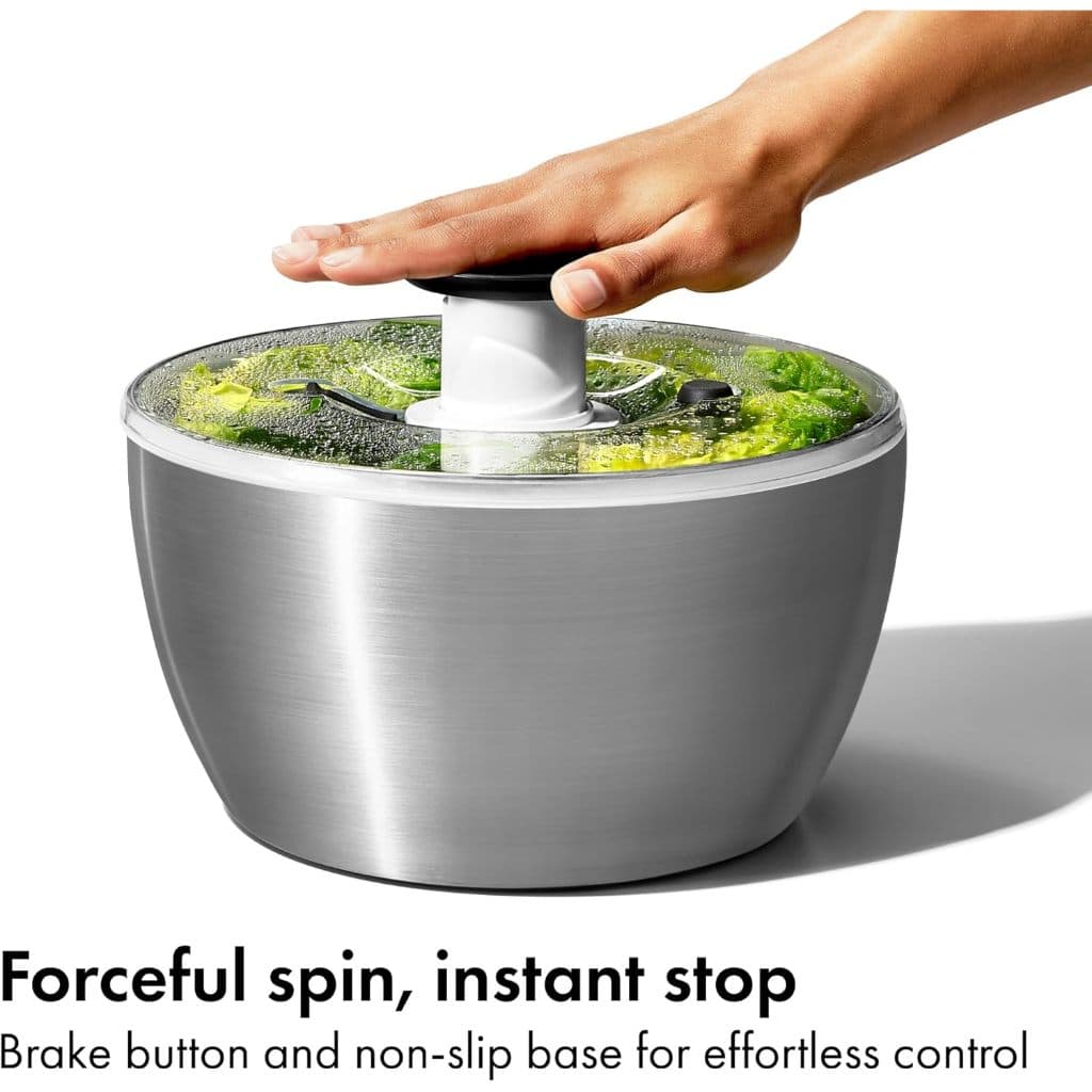 Centrifuga Lava E Seca Saladas 5l Bowl Aço Inox Oxo Grande