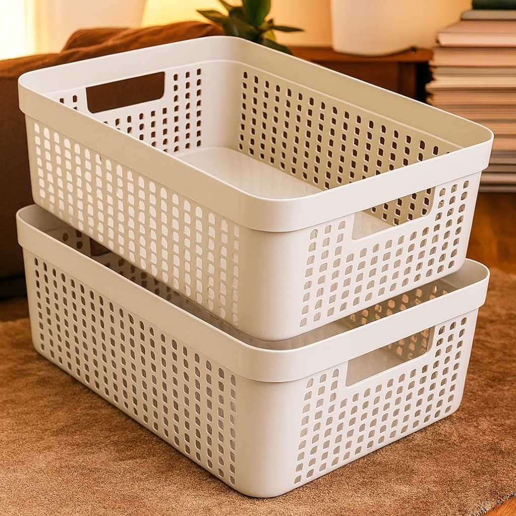 Kit 2 Cesto Organizadores 11 Litros Banheiro Cozinha Multiuso Cesto Grande em Plástico Resistente