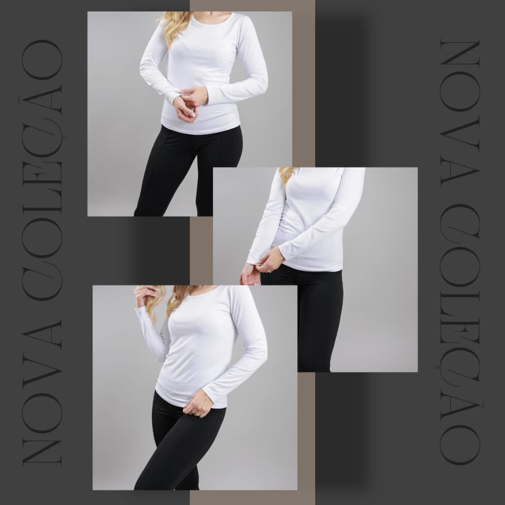 Kit 3 Blusas de Manga Cumprida de Viscolycra Adulta para Conforto e Estilo