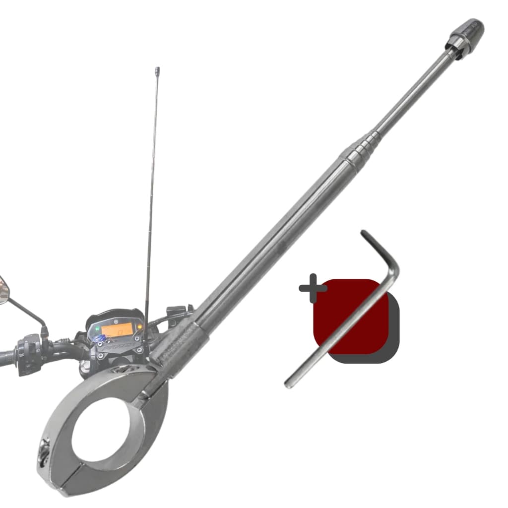 Antena Corta Pipa 6 Estagios Guidao 7/8 Cromado Inox Proteção Linha