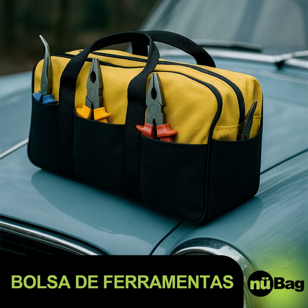 Bolsa de Ferramentas com Organizador Plástico Resistente Guardar Pregos Parafusos Buchas Conectores