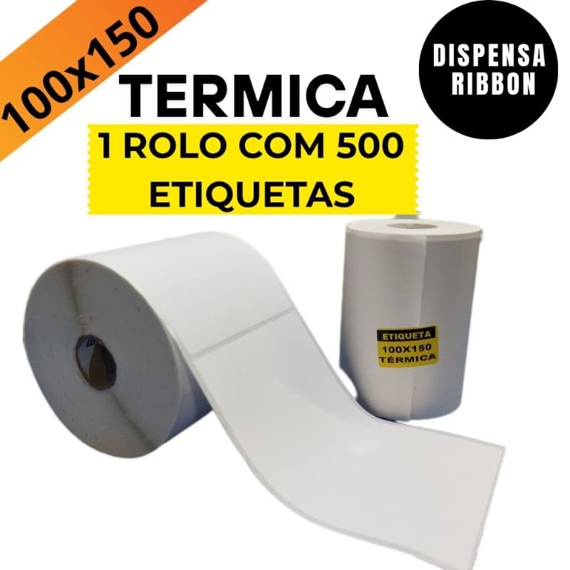 Etiqueta Térmica 100x150mm - 1 Rolo com 500 Unidades | Envio Rápido