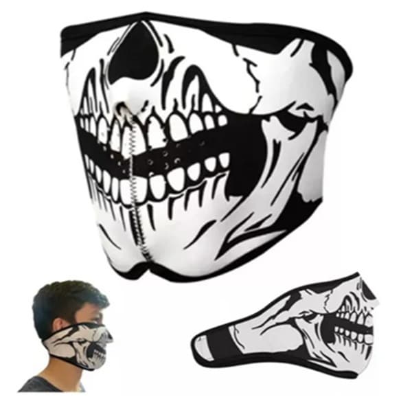 Mascara de Neopreme Meia Face Caveira Cosplay Airsoft Paintball Fantasia Proteção Inverno Frio