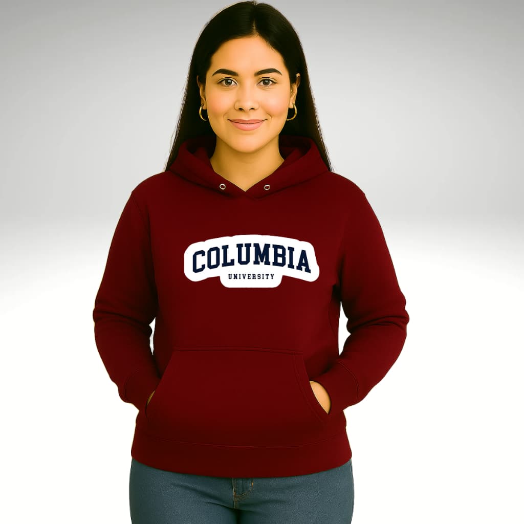 Moletom Unissex Moleton Canguru Blusas de Frio Casaco Fechado Estampado Columbia Moletom Faculdade