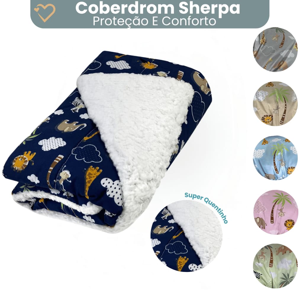 Coberdrom Edredom Infantil de Berço Manta Com Sherpa Estampado Menino Menina