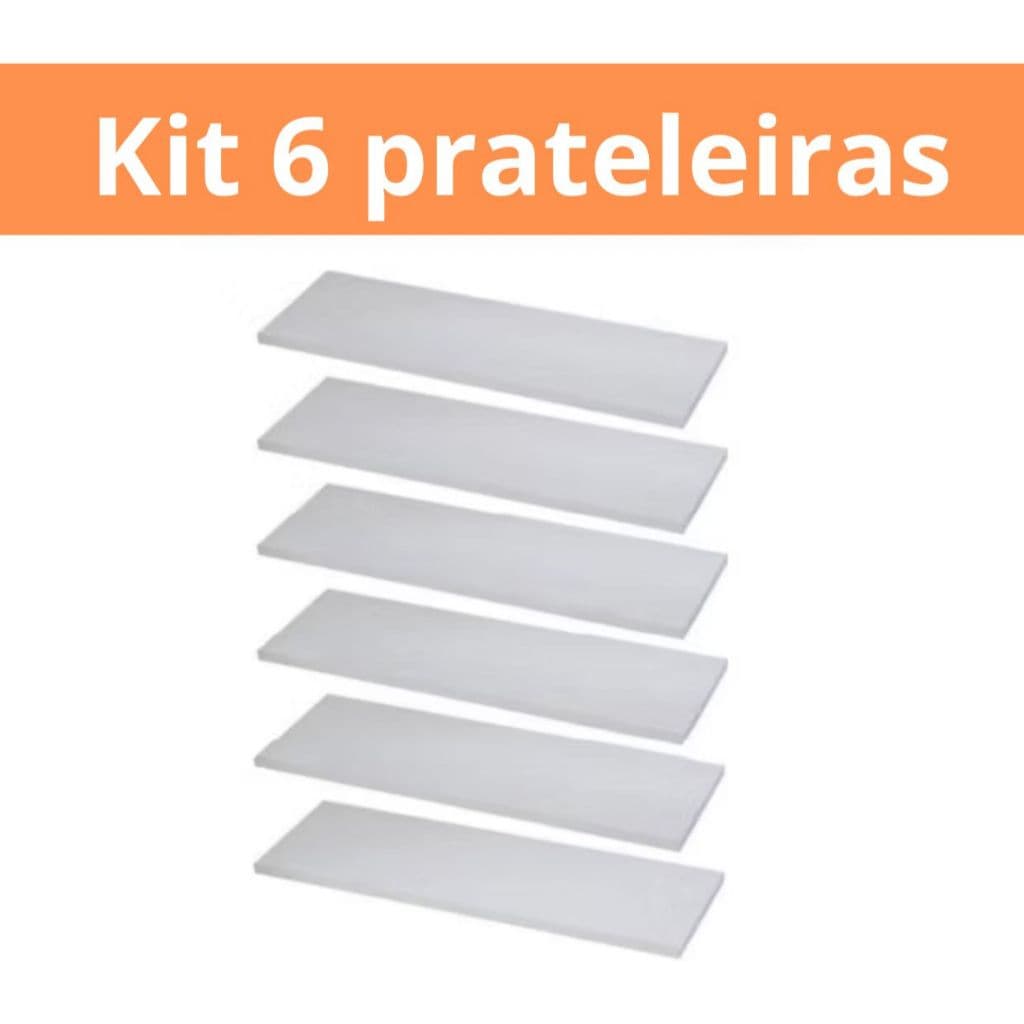 Prateleira MDF Kit 6 Prateleiras 30x10cm Suporte invisível 100% Mdf Reta Branco Cozinha Quarto Sala
