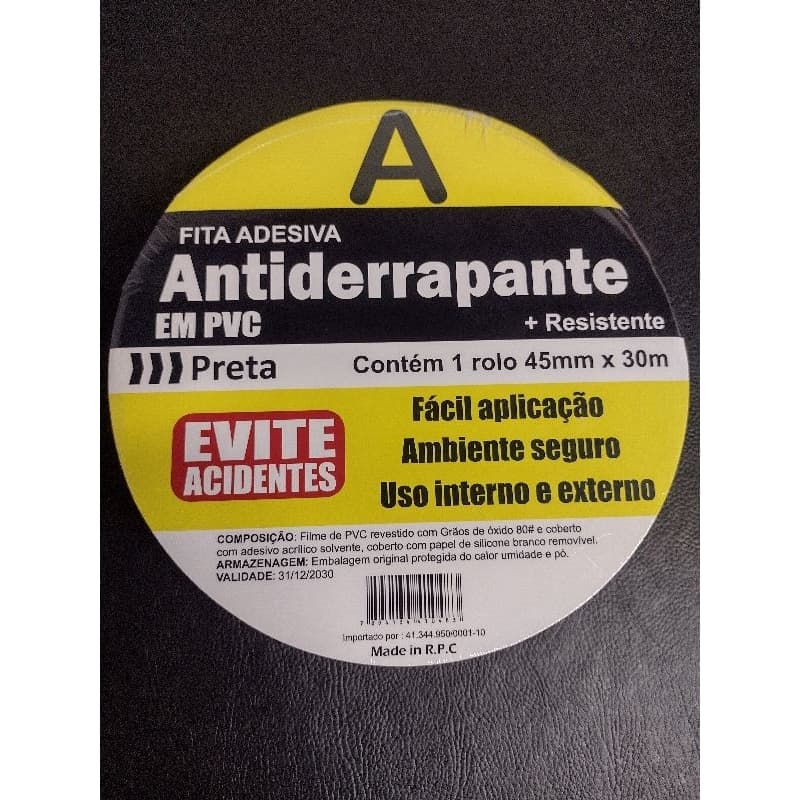 FITA ANTIDERRAPANTE 30 METROS - PRETA em PVC muito mais resistente