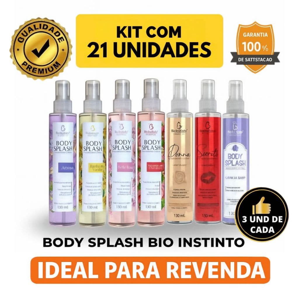 Kit 21 Body Splash Bio Instinto 130ml | Perfume Corporal Feminino | Revenda Atacado