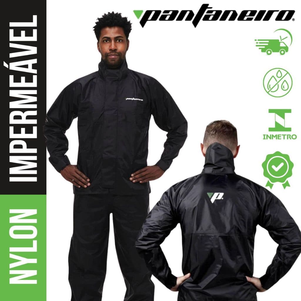Conjunto Capa De Chuva Pantaneiro Nylon Motoqueiro C/ Gola – Costura Selada, Seca Rápido