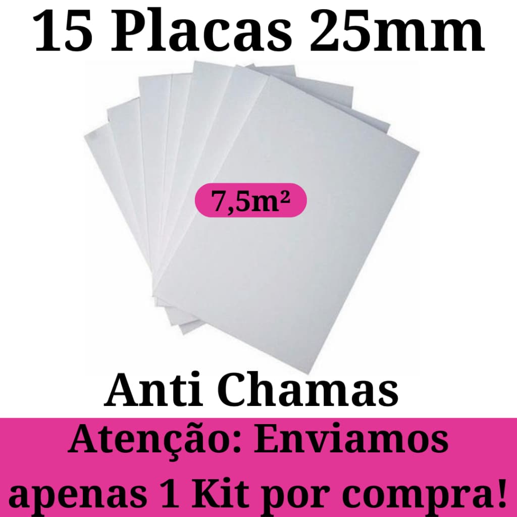 Kit 15 Placas de Isopor Antichamas e  Isolamento Termico  e Acustico 1000x500x25mm (2,5cm) Forro