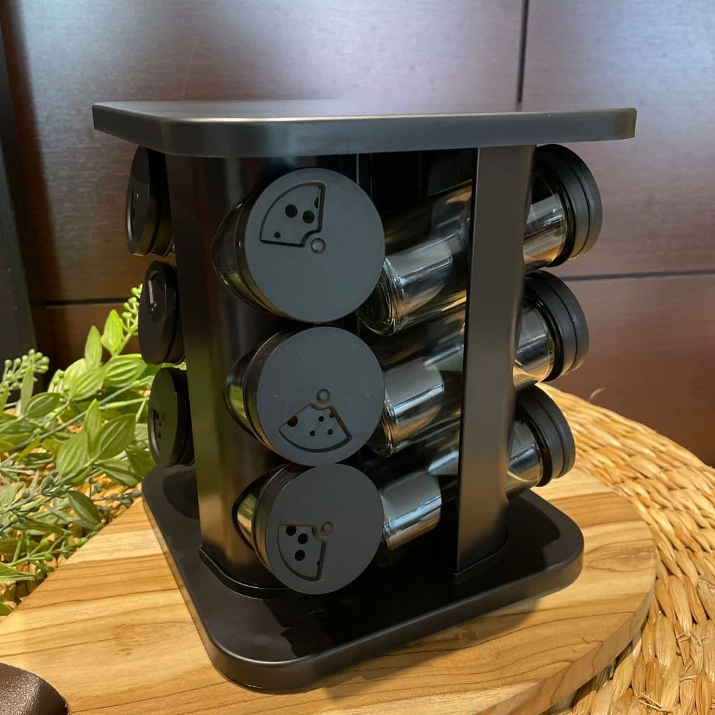 Porta Tempero Giratório Especiarias  Com 12 Peças Para Cozinha Pote de Vidro Para Temperos