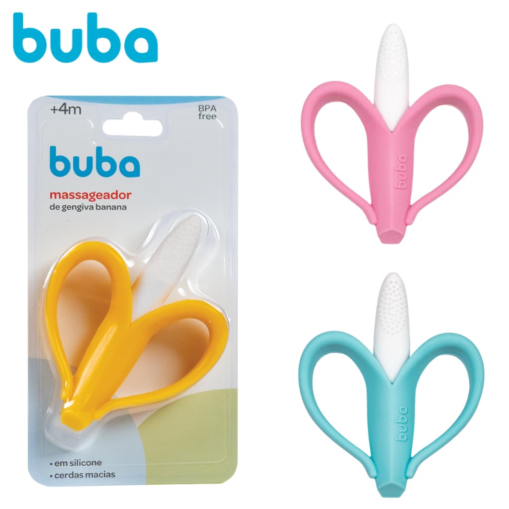 Mordedor Buba Para Bebê Banana Bananinha infantil Massageador Alivia Dor Dentes Escovinha