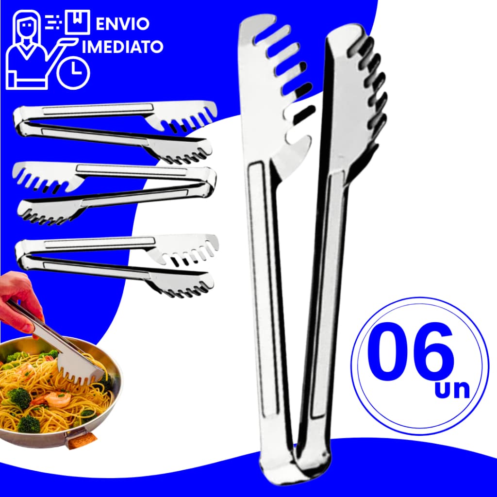 Kit Pegador Inox de Massa Macarrão Espaguete Manual Multiuso Cozinha para Buffet Restaurantes