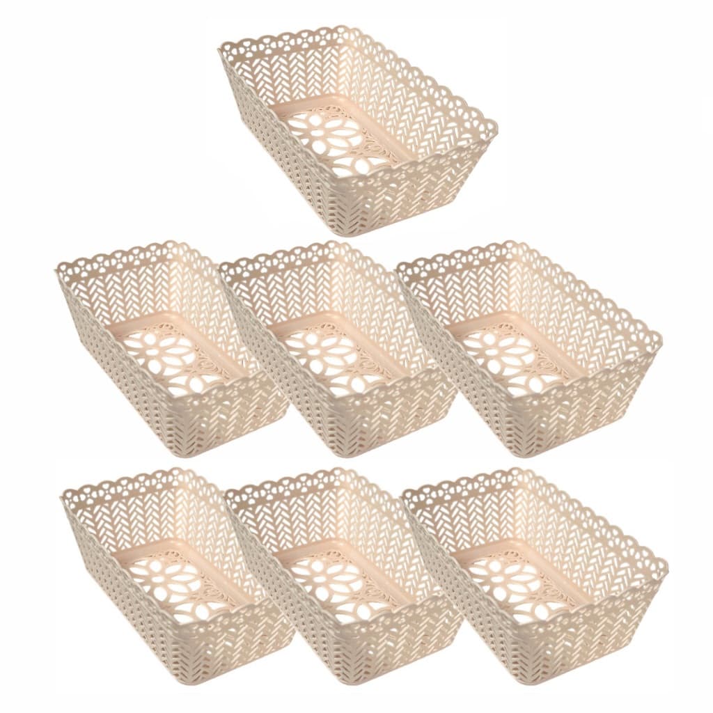 Kit com 7 Cesto Multiuso Organizador para Gaveta  24,5 x 16 x 10 - Cestinha Decorativa