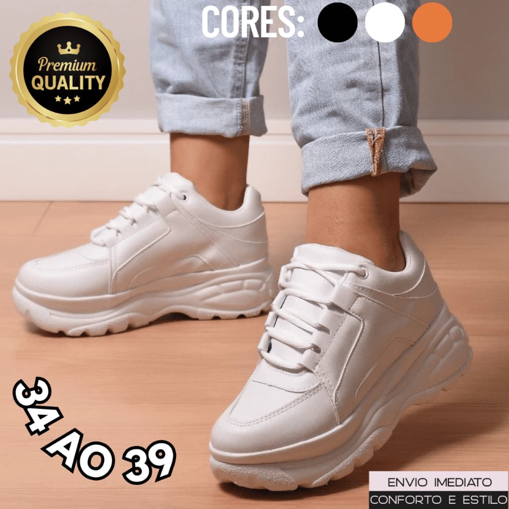 Tênis Plataforma Buffalo Feminino Look Fashion Plataforma Alta Barato