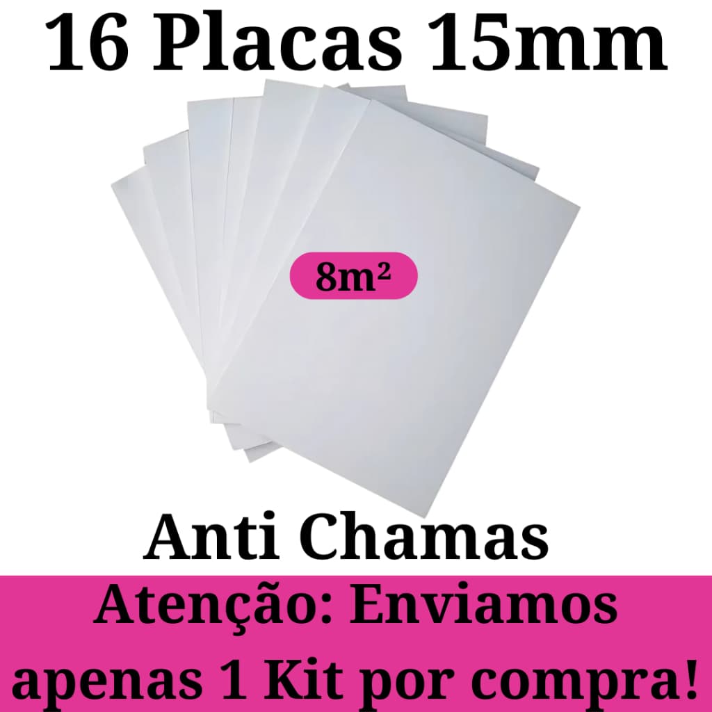 Kit 16 Placas de Isopor Antichamas Isolamento Termico Acustico 1000x500x15mm (1,5cm )