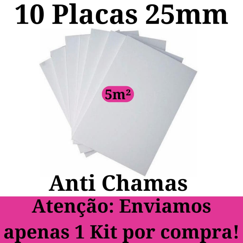 Kit 10 Placas de Isopor Antichamas e  Isolamento Termico  e Acustico 1000x500x25mm (2,5cm) F1 T1