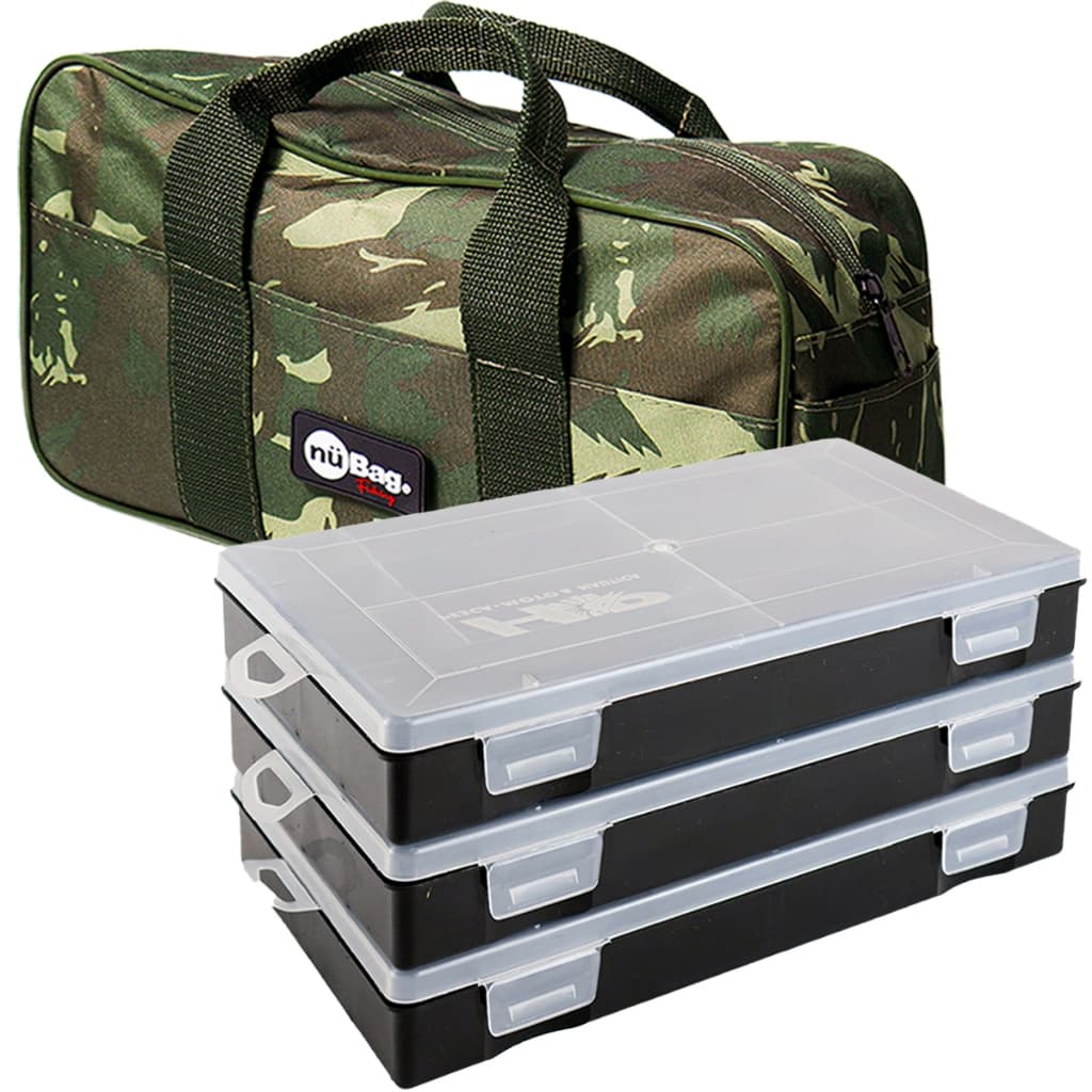 Kit Bolsa e 01 a 03 Separadores de Plástico Organizador Pescador Mochila Duas Alças Reforçadas Pesca