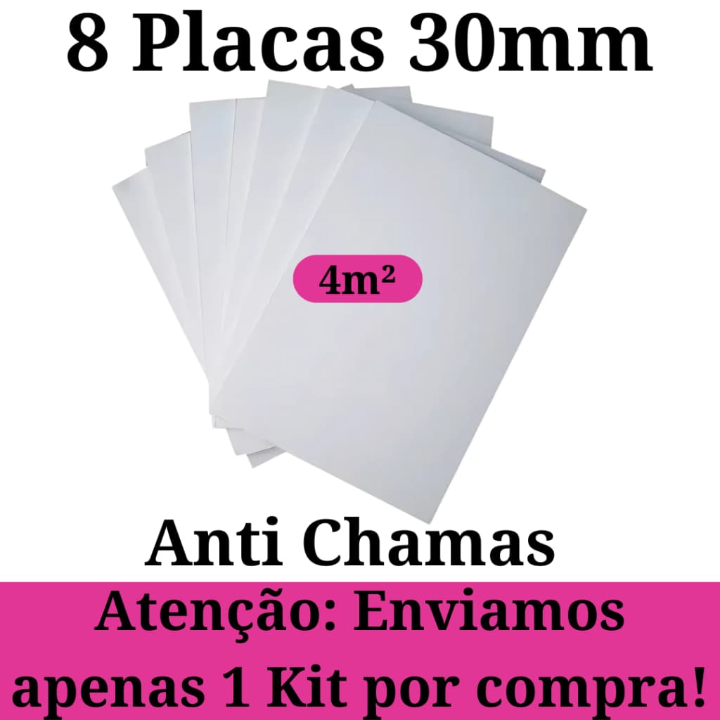 Kit 8 Placas de Isopor Forro Antichamas Isolamento Térmico 1000x500x30mm (3 cm)