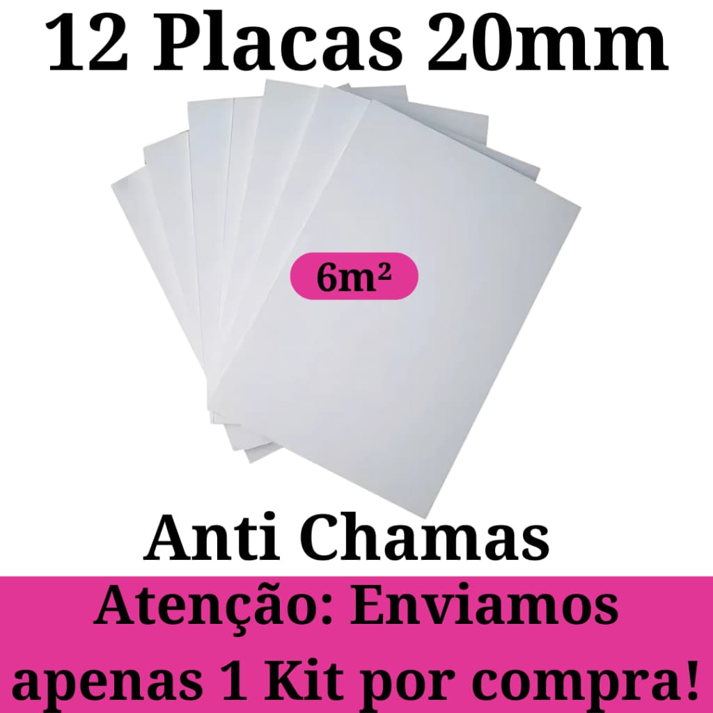 Kit 12 Placas de Isopor Eps Antichamas Isolamento Termico Acustico Espessura 1000x500x20mm (2cm)