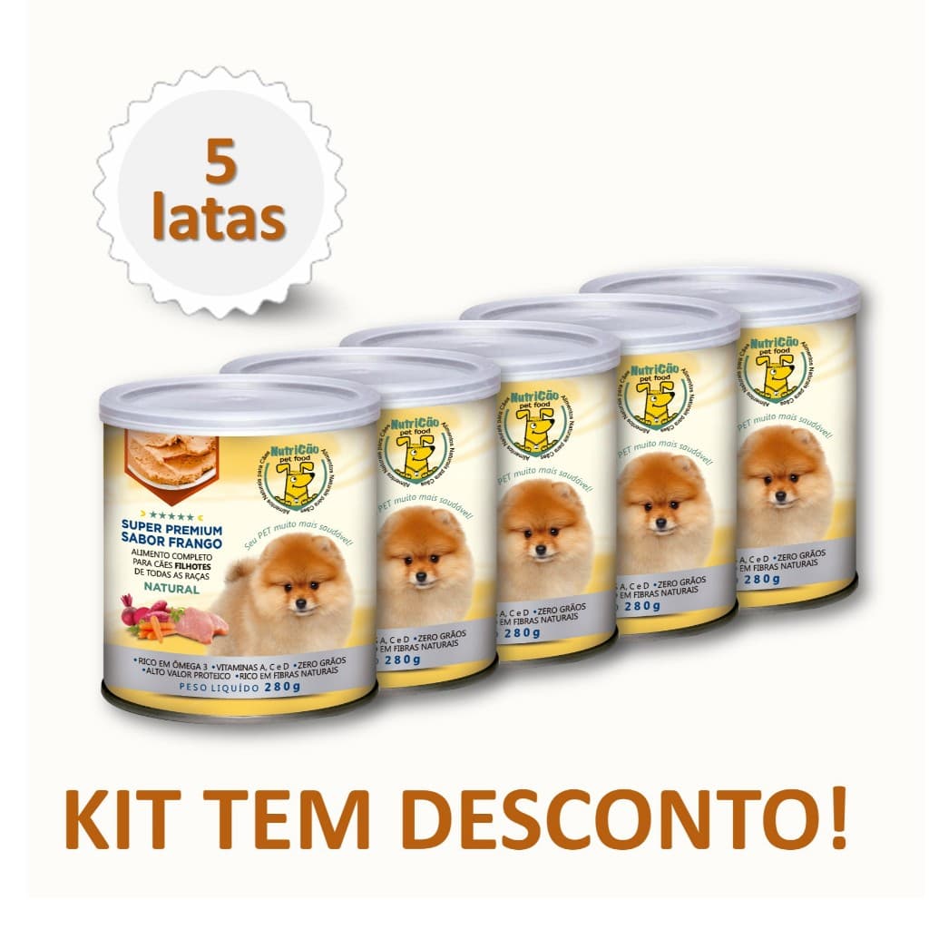 Kit Ração Úmida Patê Natural Maximo Sabor Frango Cães Filhotes NutriCão Pet Food Ração molhada