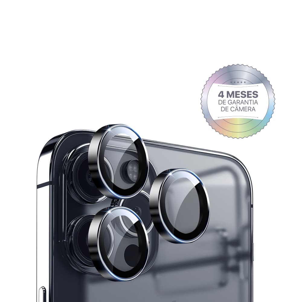Protetor de Lente iPhone 16 Sapphire Lens– BSX com Aro Metálico + Garantia de Câmera (4 Meses)