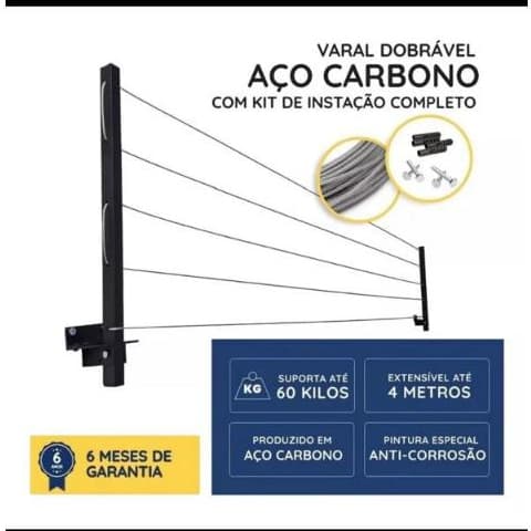 Varal De Roupa Retrátil Parede Muro Apartamento Casa Basculante