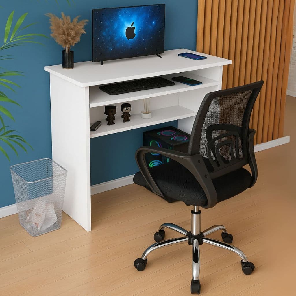Kit Universitário - Mesa 75cm + Cadeira Mesh Ergonômica