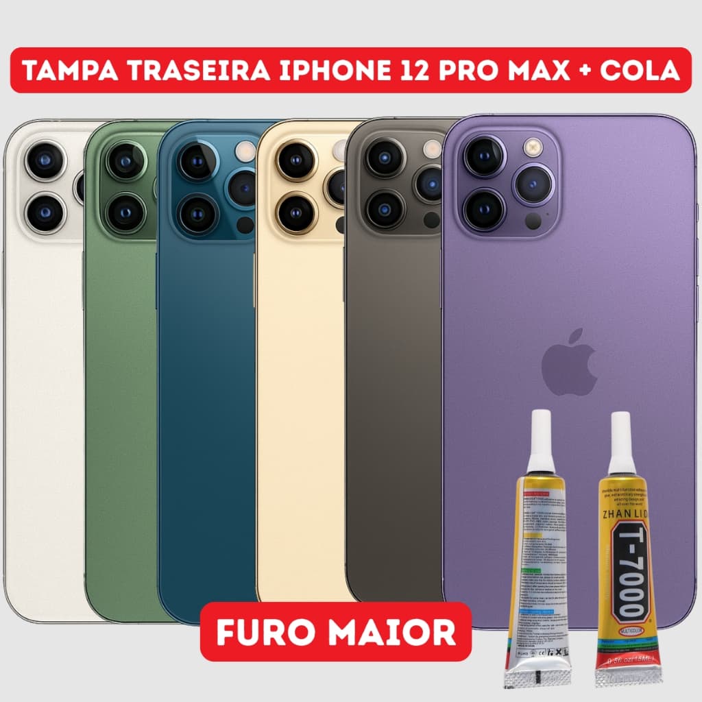 Tampa Vidro Traseira IPhone 12 Pro Max + Cola Aleatório B7000 Ou T7000 15ml