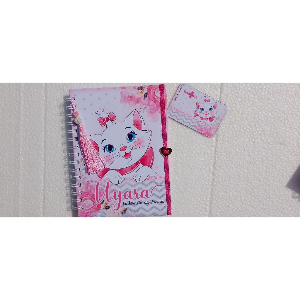 Caderneta de vacinação  Personalizada + cartão do SUS no tema Gatinha Marie