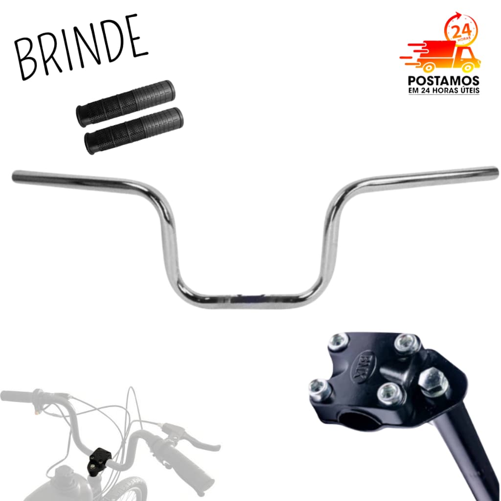 Guidão Para Bicicleta Tipo CG Titan Kit Com Mesa Alumínio 22,1mm + Parafuso Expander E Manopla