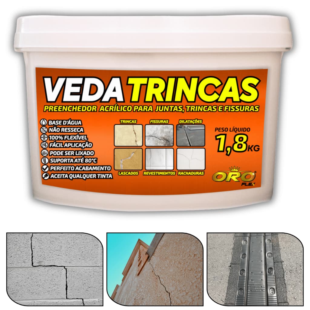 Produto para Reparar VEDA TRINCAS e Fissuras em Paredes Muros Pisos 1.8KG OROFLEX