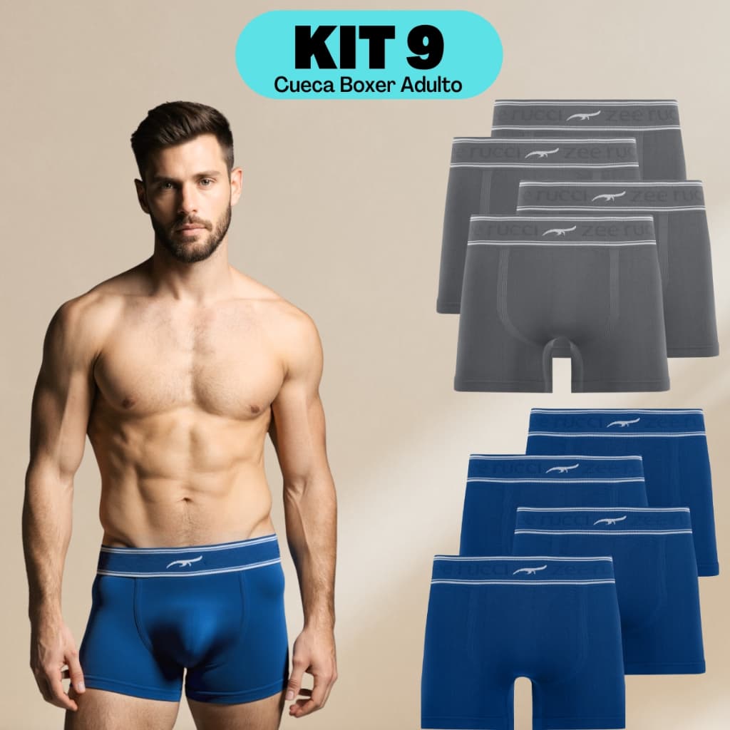 Kit Nove Cuecas Zee Rucci Box Original De Microfibra Masculina Boxer Original Se Ajusta No Corpo