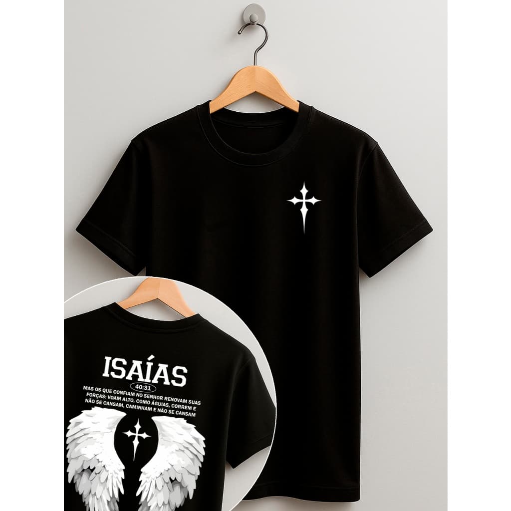 Camiseta 100% Algodão Juvenil e Infantil Menino Gospel  Menina 2 ao 16 anos Isaias Versiculo